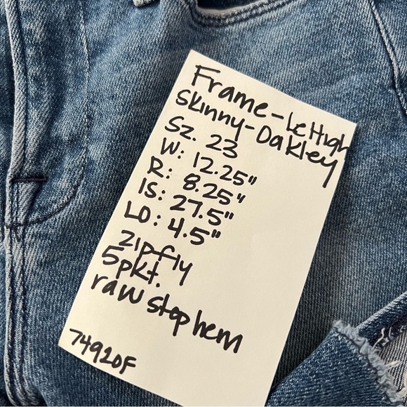 FRAME Le High Skinny Jeanne Raw Step Hem Oakley Wash - Picture 9 of 9